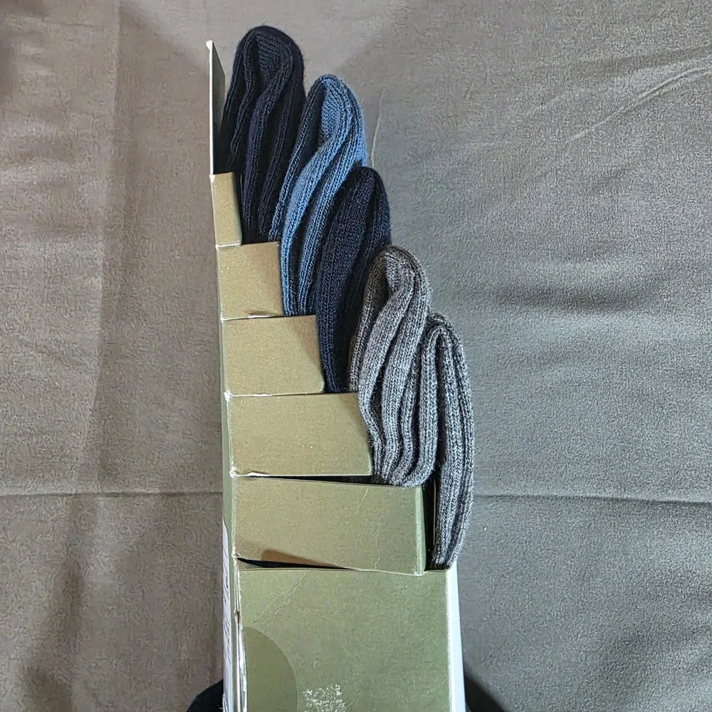 Goodfellow & Co Mens Crew Socks 5 Pair Pack Blue Grey Patterned Size 7-12 NEW